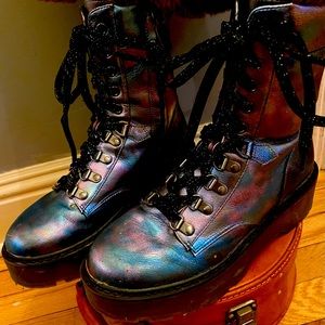 Metallic blue boots